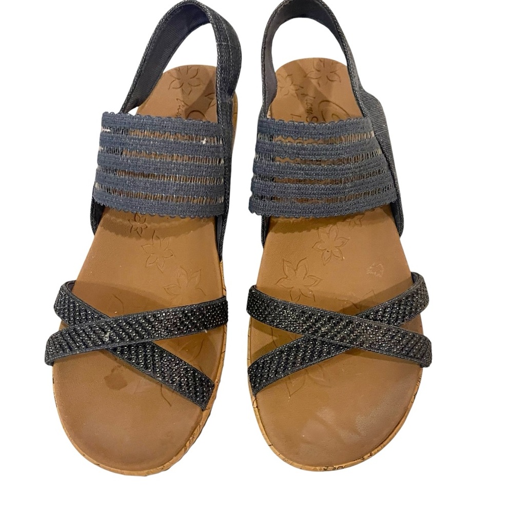 Women's SKECHERS Beverley Wedges Sandals Shoes Blue - Picture 2 of 7